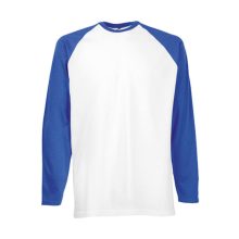 Férfi póló  Hosszú ujjú Fruit of the Loom Baseball Longsleeve T   Fehér/Királykék   urespolo.hu