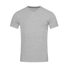 Férfi rövid ujjú póló Stedman Clive V-Neck XL, Heather szürke