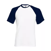 Uniszex póló  Rövid ujjú Fruit of the Loom Baseball T   Fehér/Mély sötétkék   urespolo.hu
