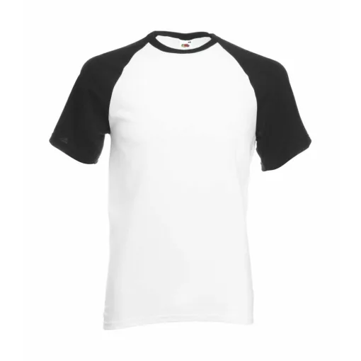 Uniszex póló  Rövid ujjú Fruit of the Loom Baseball T   Fehér/ Sport szürke   urespolo.hu