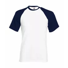 Uniszex póló  Rövid ujjú Fruit of the Loom Baseball T   Fehér/ Sport szürke   urespolo.hu