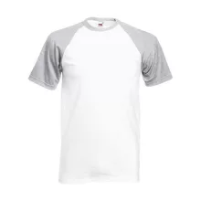 Uniszex póló  Rövid ujjú Fruit of the Loom Baseball T   Fehér/ Sport szürke   urespolo.hu