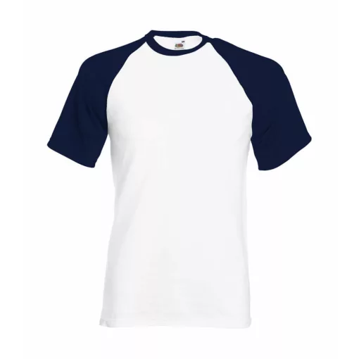 Uniszex póló  Rövid ujjú Fruit of the Loom Baseball T   Fehér/ Sport szürke   urespolo.hu