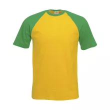 Uniszex póló  Rövid ujjú Fruit of the Loom Baseball T   Fehér/ Sport szürke   urespolo.hu