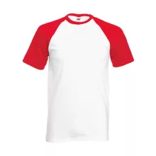 Uniszex póló  Rövid ujjú Fruit of the Loom Baseball T   Fehér/Piros   urespolo.hu