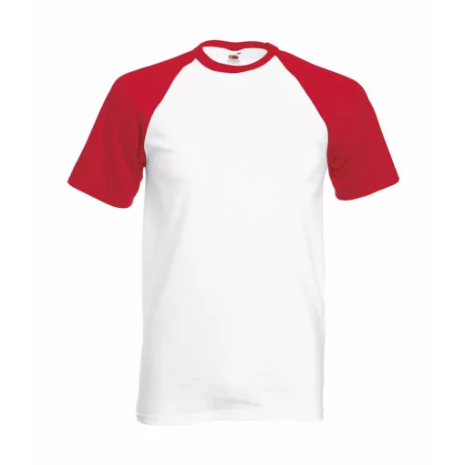 Uniszex póló  Rövid ujjú Fruit of the Loom Baseball T   Fehér/Kelly zöld   urespolo.hu