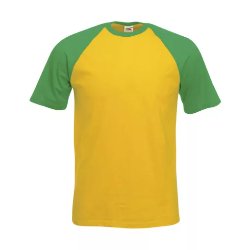 Uniszex póló  Rövid ujjú Fruit of the Loom Baseball T   Fehér/Kelly zöld   urespolo.hu