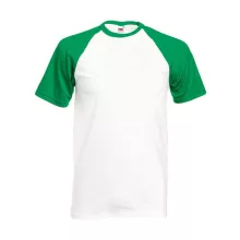 Uniszex póló  Rövid ujjú Fruit of the Loom Baseball T   Fehér/Kelly zöld   urespolo.hu