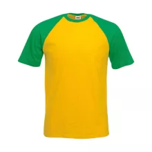 Uniszex póló  Rövid ujjú Fruit of the Loom Baseball T   Napraforgó sárga/Kelly zöld   urespolo.