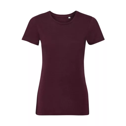 Női rövid ujjú organikus póló Russell Europe Ladies Pure Organic Tee S, Burgundi vörös