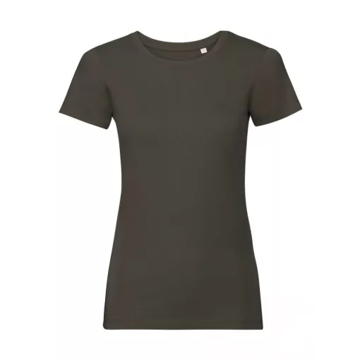 Női rövid ujjú organikus póló Russell Europe Ladies Pure Organic Tee XS, Sötét oliva zöld
