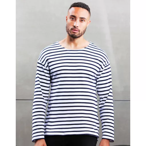 Uniszex hosszú ujjú póló Mantis One Breton Top XL, Fehér/Sötétkék (navy)