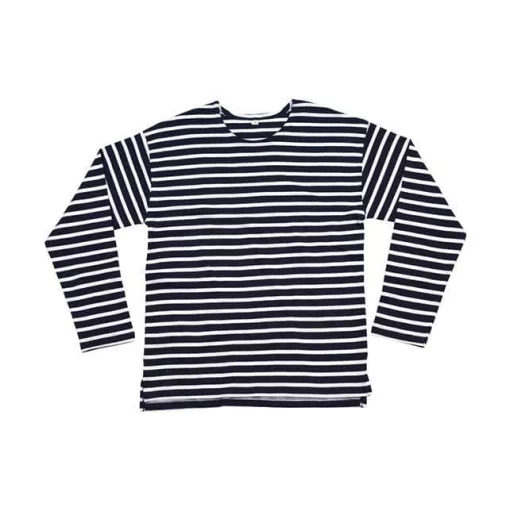 Uniszex hosszú ujjú póló Mantis One Breton Top 2XL, Sötétkék (navy)/Fehér