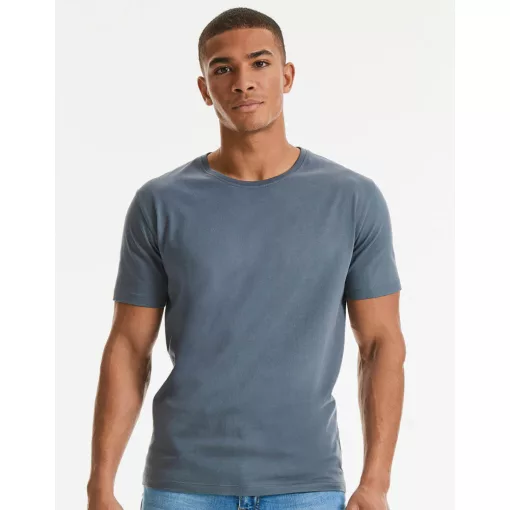Férfi rövid ujjú organikus póló Russell Europe Men\'s Pure Organic Heavy Tee S, Fehér