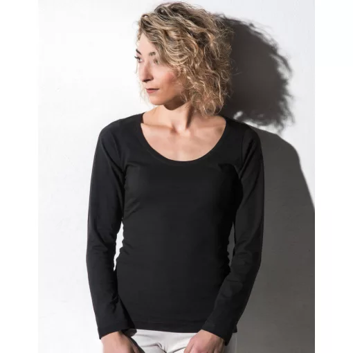 Női hosszú ujjú organikus felső nakedshirt Sheila Women\'s Organic Deep Round LS L, Fehér