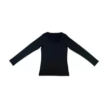 Női hosszú ujjú organikus felső nakedshirt Sheila Women's Organic Deep Round LS S, Fekete