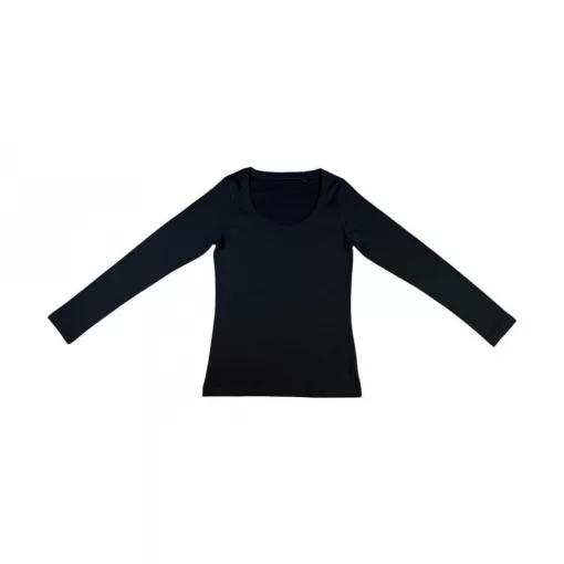 Női hosszú ujjú organikus felső nakedshirt Sheila Women's Organic Deep Round LS L, Fekete