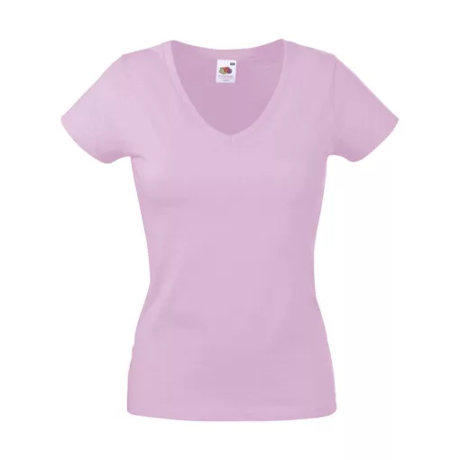 Női póló  Csapott ujjú Fruit of the Loom Valueweight V-Neck T Lady-Fit   Heather szürke   uresp