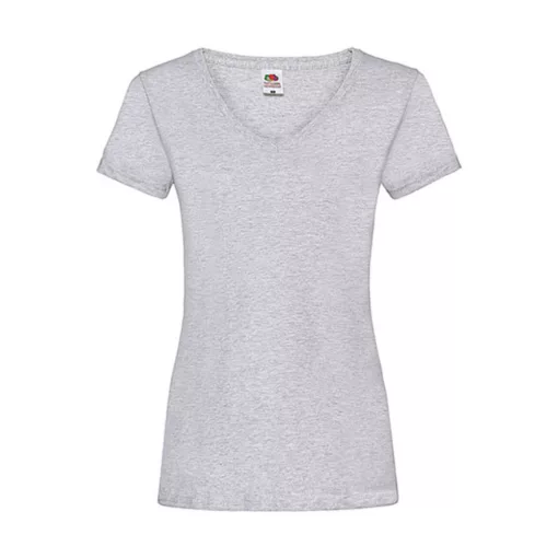 Női póló  Csapott ujjú Fruit of the Loom Valueweight V-Neck T Lady-Fit   Heather szürke   uresp