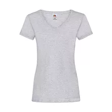 Női póló  Csapott ujjú Fruit of the Loom Valueweight V-Neck T Lady-Fit   Heather szürke   uresp