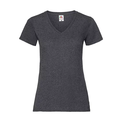 Női póló  Csapott ujjú Fruit of the Loom Valueweight V-Neck T Lady-Fit   Sötét heather szürke