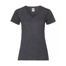 Női póló  Csapott ujjú Fruit of the Loom Valueweight V-Neck T Lady-Fit   Sötét heather szürke