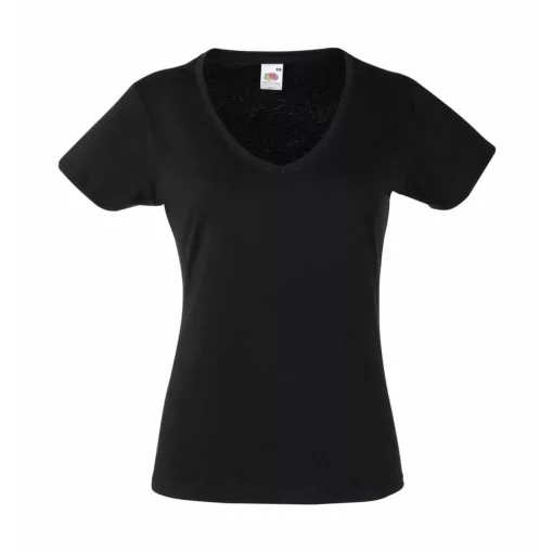 Női póló  Csapott ujjú Fruit of the Loom Valueweight V-Neck T Lady-Fit   Mély sötétkék (navy)