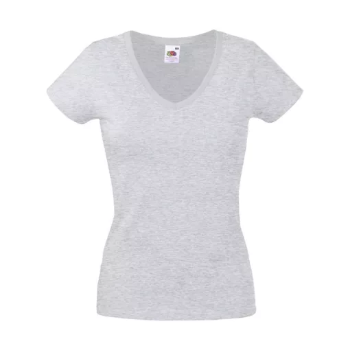 Női póló  Csapott ujjú Fruit of the Loom Valueweight V-Neck T Lady-Fit   Mély sötétkék (navy)