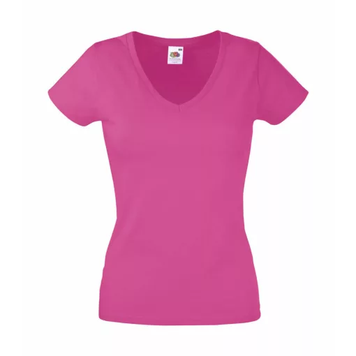Női póló  Csapott ujjú Fruit of the Loom Valueweight V-Neck T Lady-Fit   Mély sötétkék (navy)