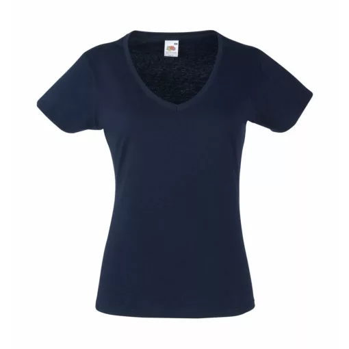 Női póló  Csapott ujjú Fruit of the Loom Valueweight V-Neck T Lady-Fit   Mély sötétkék (navy)