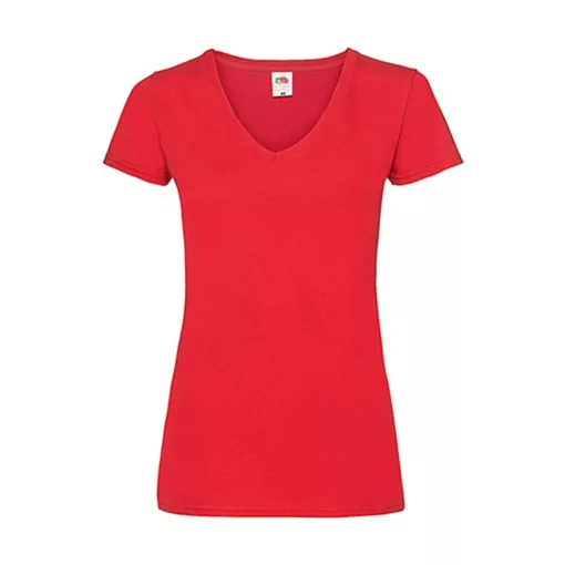 Női póló  Csapott ujjú Fruit of the Loom Valueweight V-Neck T Lady-Fit   Piros   urespolo.hu