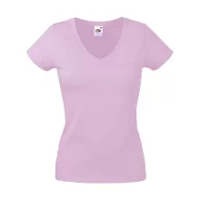 Női póló  Csapott ujjú Fruit of the Loom Valueweight V-Neck T Lady-Fit   Világos rózsaszín (pin
