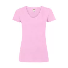 Női póló  Csapott ujjú Fruit of the Loom Valueweight V-Neck T Lady-Fit   Világos rózsaszín (pin