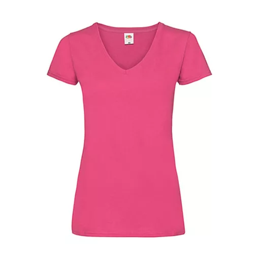 Női póló  Csapott ujjú Fruit of the Loom Valueweight V-Neck T Lady-Fit   Fuchsia   urespolo.hu