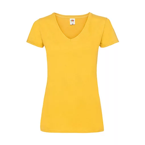 Női póló  Csapott ujjú Fruit of the Loom Valueweight V-Neck T Lady-Fit   Napraforgó sárga   ure