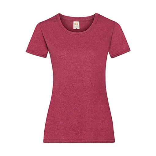 Női póló  Csapott ujjú Fruit of the Loom Valueweight T Lady-Fit   Vintage Heather Piros   uresp