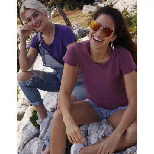 Női csapott ujjú póló Fruit of the Loom Ladies\' Valueweight T M (12), Heather Burgundi vörös