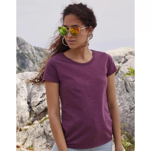 Női csapott ujjú póló Fruit of the Loom Ladies\' Valueweight T 2XL (18), Heather Burgundi vörös