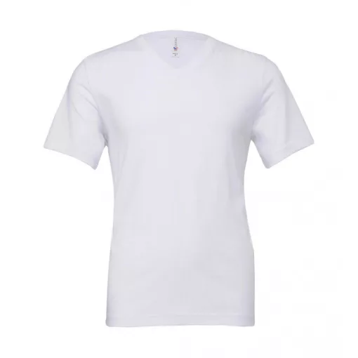 Uniszex rövid ujjú póló Bella Canvas Unisex Jersey V-Neck T-Shirt S, Fehér