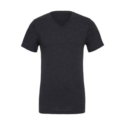 Uniszex rövid ujjú póló Bella Canvas Unisex Jersey V-Neck T-Shirt S, Heather sötétszürke