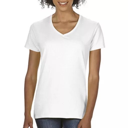 Női póló  Rövid ujjú Gildan Premium Cotton Ladies V-Neck T-Shirt   Fehér   urespolo.hu