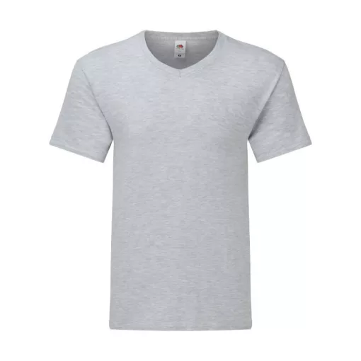 Férfi rövid ujjú póló Fruit of the Loom Iconic 150 V Neck T -2XL, Heather szürke