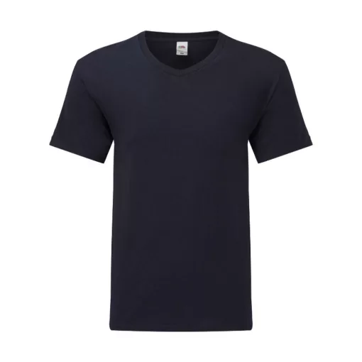 Férfi rövid ujjú póló Fruit of the Loom Iconic 150 V Neck T -L, Mély sötétkék (navy)