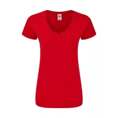 Női rövid ujjú póló Fruit of the Loom Ladies' Iconic 150 V Neck T -XS, Piros