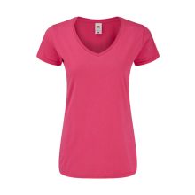 Női rövid ujjú póló Fruit of the Loom Ladies' Iconic 150 V Neck T -2XL, Fuchsia