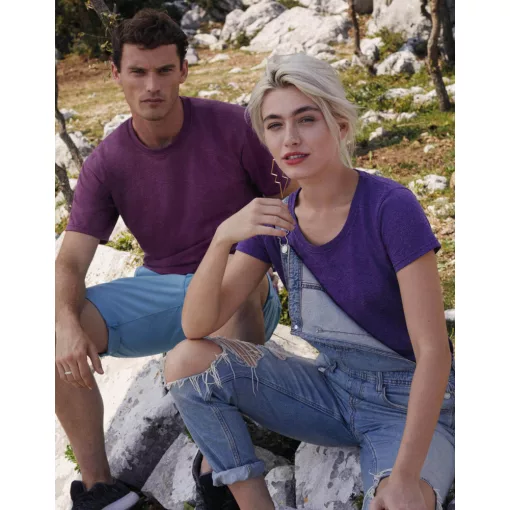 Uniszex rövid ujjú póló Fruit of the Loom Valueweight Tee S, Heather lila