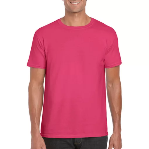 Férfi póló  Rövid ujjú Gildan Softstyle Ring Spun T-Shirt   Heliconia (sötét rózsaszín)   ures