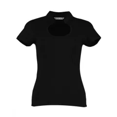 Női csapott ujjú póló Kustom Kit Regular Fit Keyhole Neck Top 3XL/4XL (20/22), Fekete