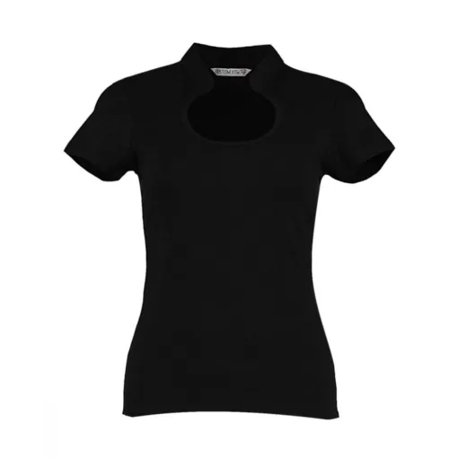 Női csapott ujjú póló Kustom Kit Regular Fit Keyhole Neck Top 3XL/4XL (20/22), Fekete