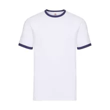 Uniszex póló  Rövid ujjú Fruit of the Loom Ringer T   Fehér/Sötétkék navy   urespolo.hu